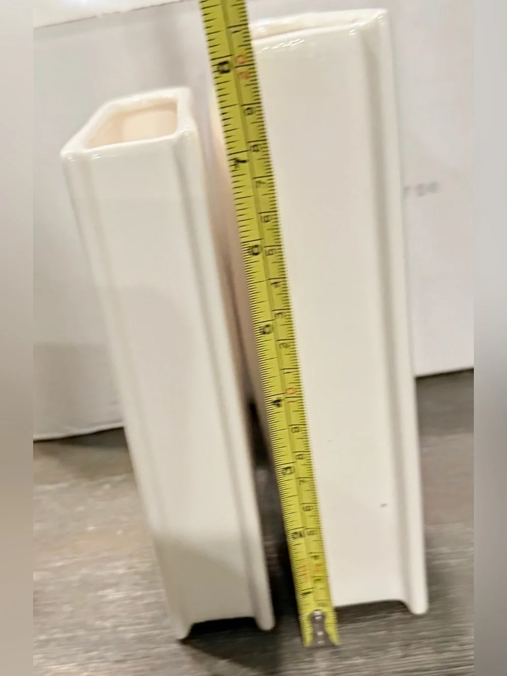 Ceramic Book-Shaped Vase Pair Bookend Glossy  White